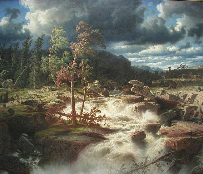 marcus larson Waterfall in Smaland Germany oil painting art